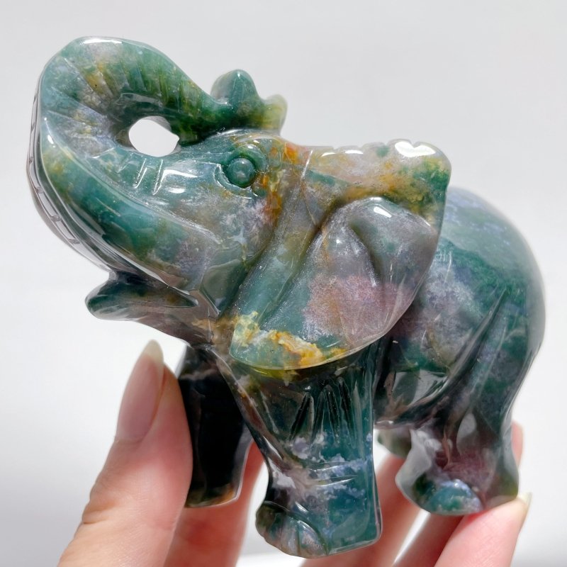 6 Pieces Beautiful Ocean Jasper Elephant Carving - Wholesale Crystals