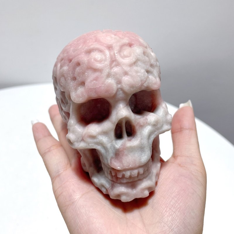 6 Pieces Beautiful Pink Opal Skull Carving - Wholesale Crystals