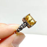 6 Pieces Citrine Sugar Cube 925 Silver Ring Different Styles - Wholesale Crystals
