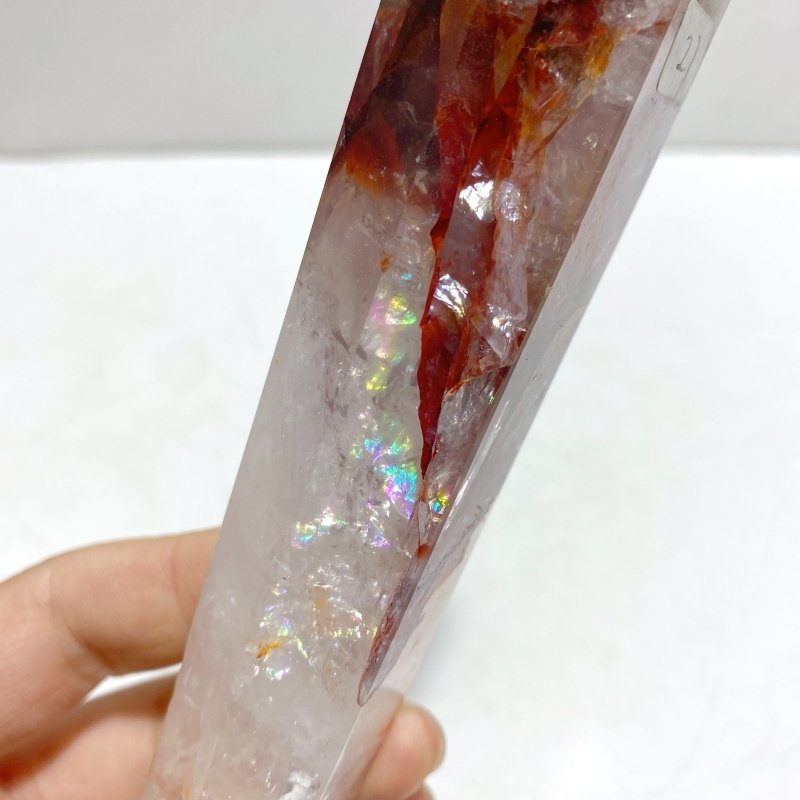 6 Pieces Fire Quartz Point Magic Scepter Wand With Stand - Wholesale Crystals