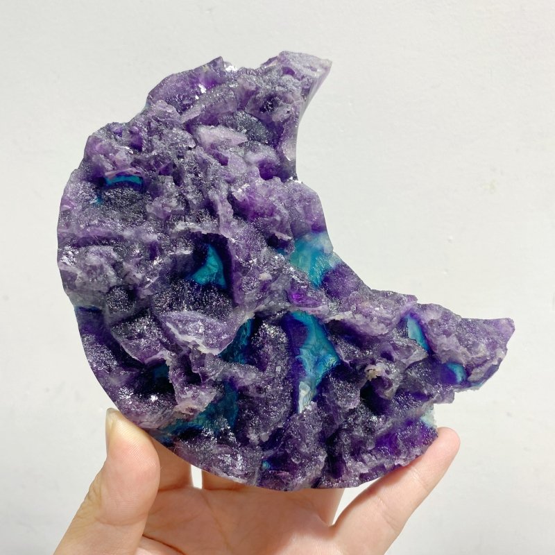6 Pieces Fluorite Moon Carving With Stand -Wholesale Crystals