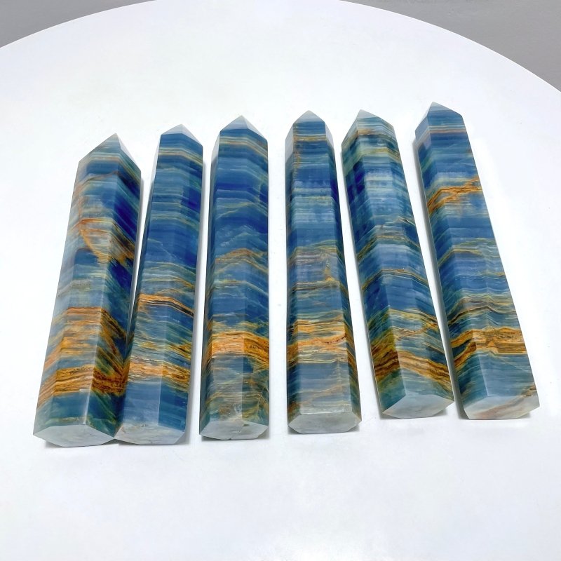 6 Pieces High Quality 10in Deep Blue Onyx Tower - Wholesale Crystals