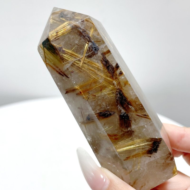 6 Pieces High Quality Gold Rutilated Quartz Points - Wholesale Crystals