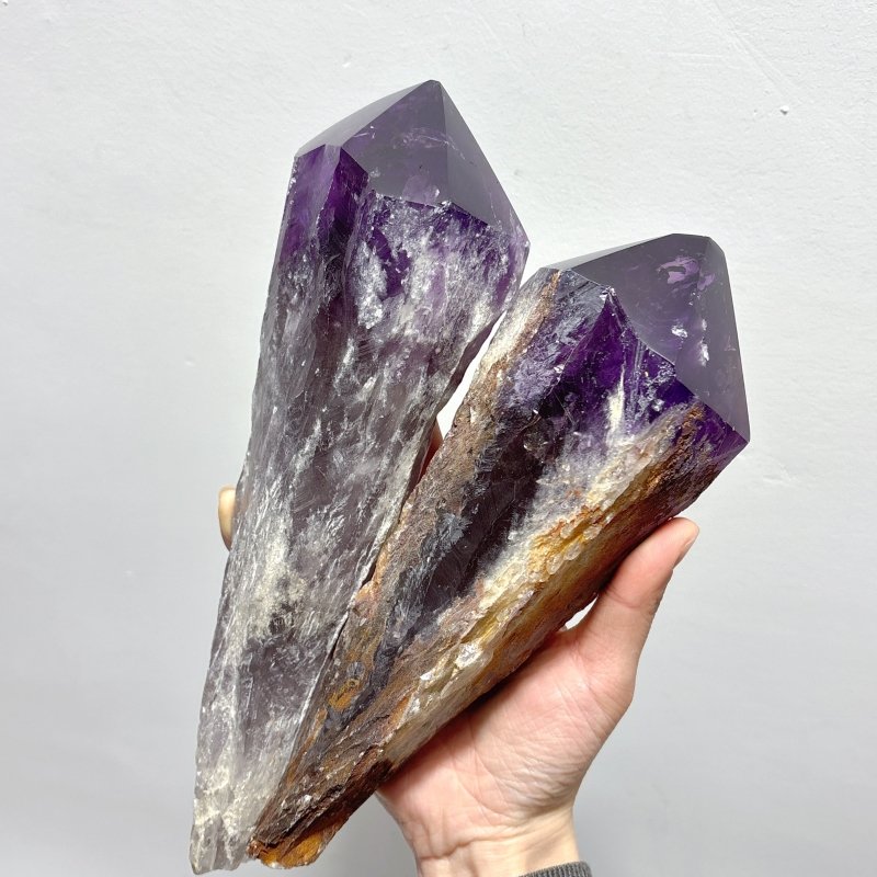 6 Pieces Large Beautiful Polished Amethyst Scepter Single Point 23 - 33cm - Wholesale Crystals