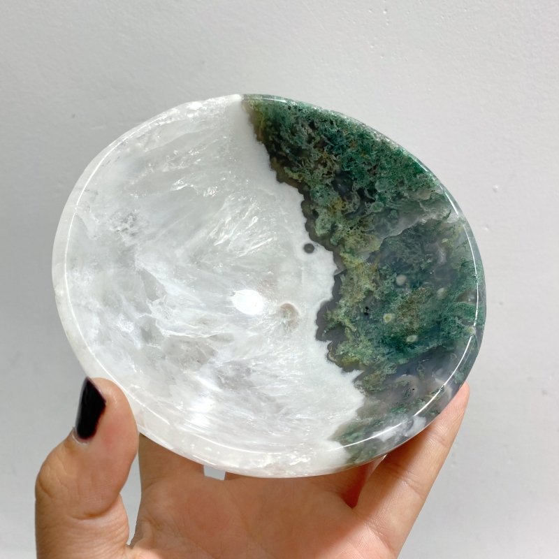 6 Pieces Moss Agate Bowl Carving - Wholesale Crystals