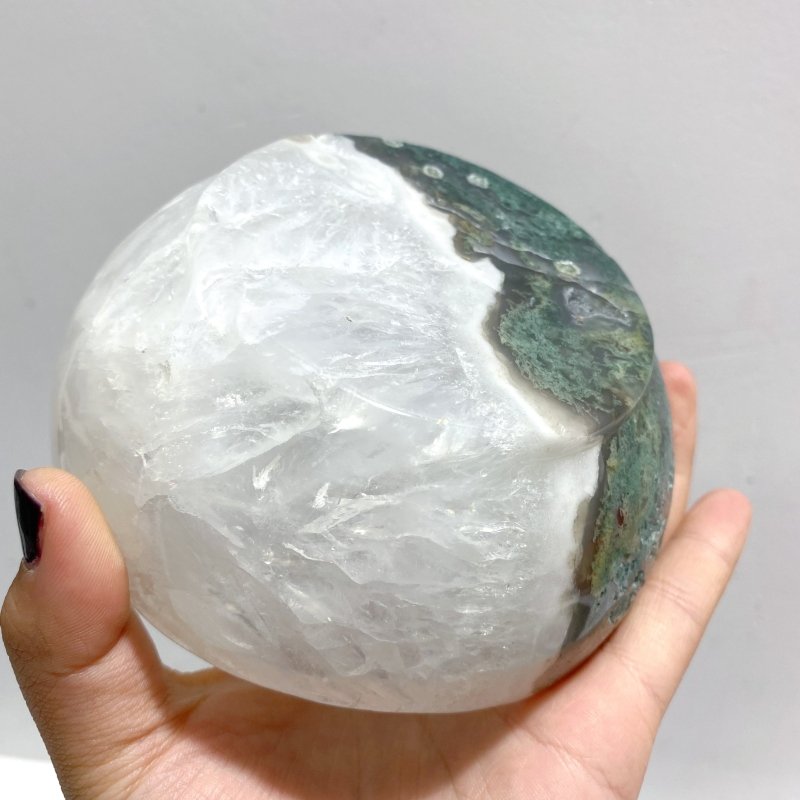 6 Pieces Moss Agate Bowl Carving - Wholesale Crystals