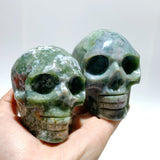 6 Pieces Moss Agate Skull Carving - Wholesale Crystals