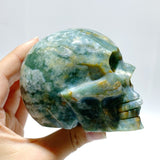 6 Pieces Moss Agate Skull Carving - Wholesale Crystals