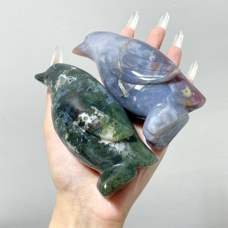 6 Pieces Ocean Jasper Penguin Carving - Wholesale Crystals