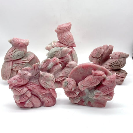 6 Pieces Pink Opal Bird Carving -Wholesale Crystals