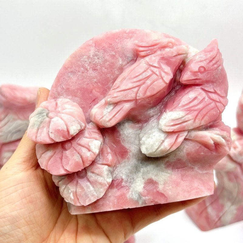 6 Pieces Pink Opal Bird Carving -Wholesale Crystals