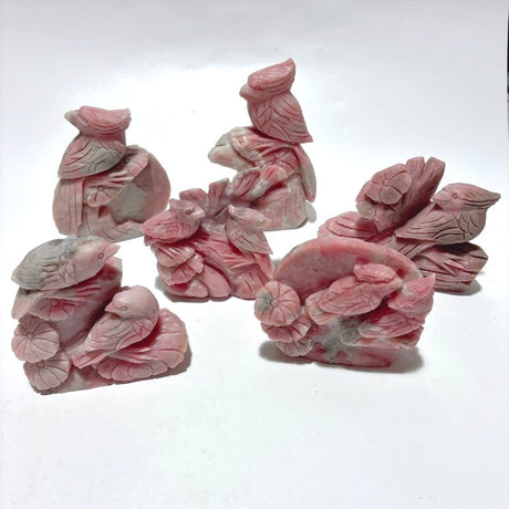 6 Pieces Pink Opal Bird Carving -Wholesale Crystals