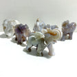 6 Pieces Small Geode Agate Druzy Elephant Carving - Wholesale Crystals