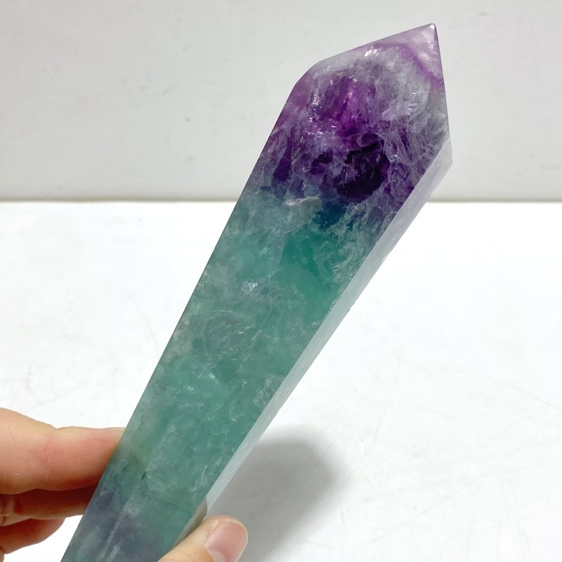 6 Pieces Watemelon Fluorite Magic Scepter Wand With Stand - Wholesale Crystals