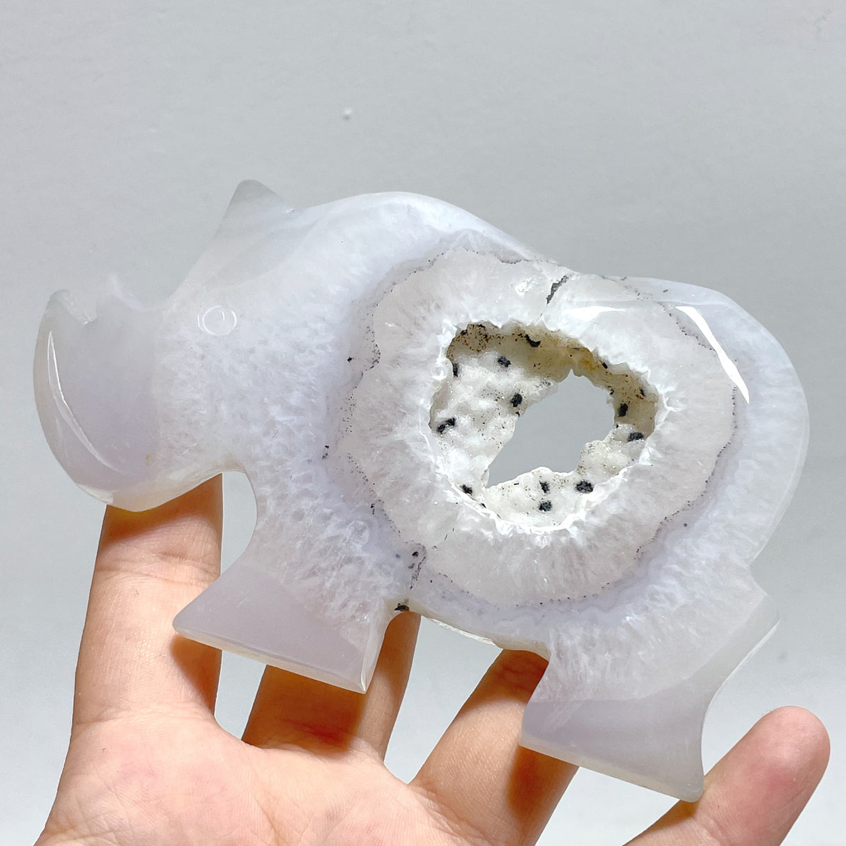 10 Pieces Geode Druzy Agate Rhino Carving