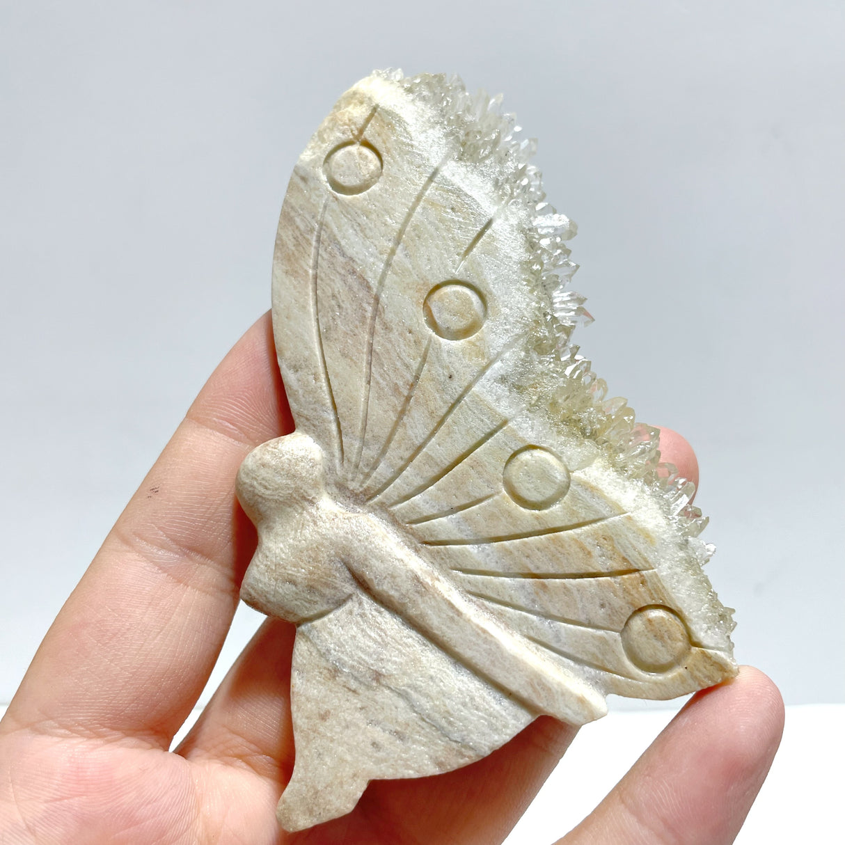 15 Pieces Clear Quartz Cluster Butterfly Fairy Carving