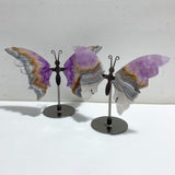 Amethyst Mixed Stripe Agate Butterfly Wing Carving With Stand Wholesale