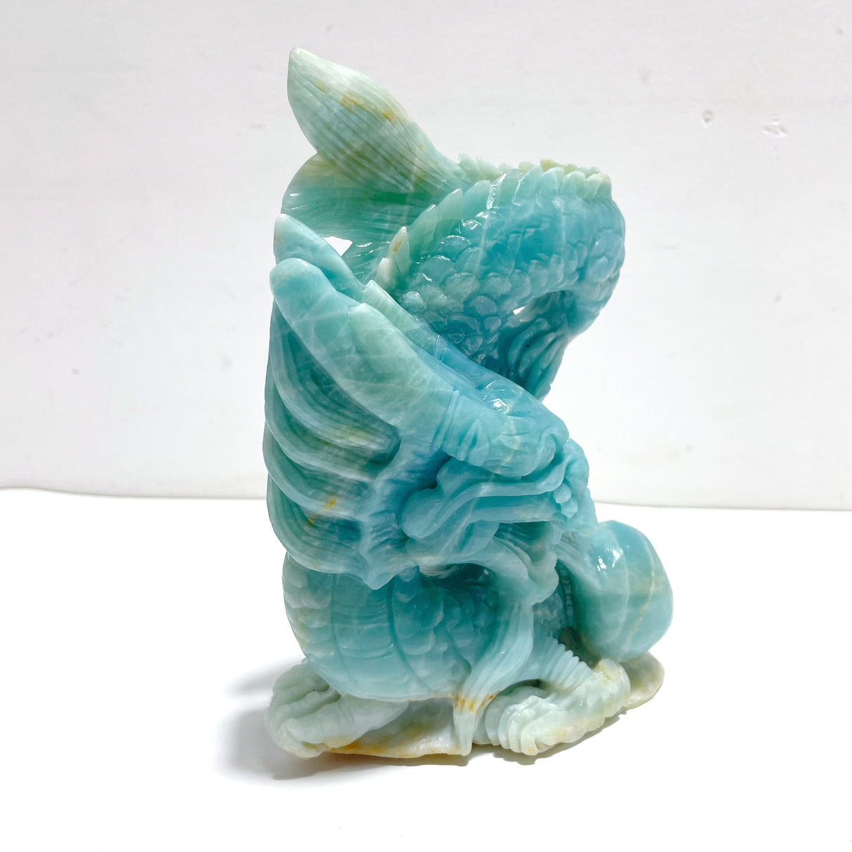 Unique Caribbean Calcite Flying Dragon Carving
