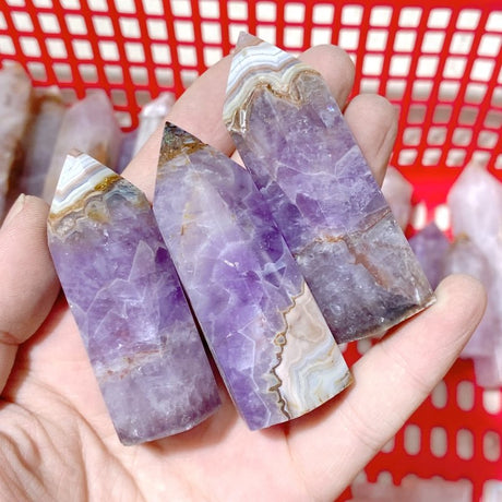 63 Pieces Amethyst Mixed Striped Agate Points - Wholesale Crystals