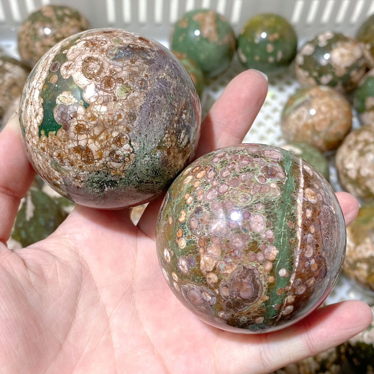 56 Pieces Rainforest Jasper Spheres (Sea Freight Only)