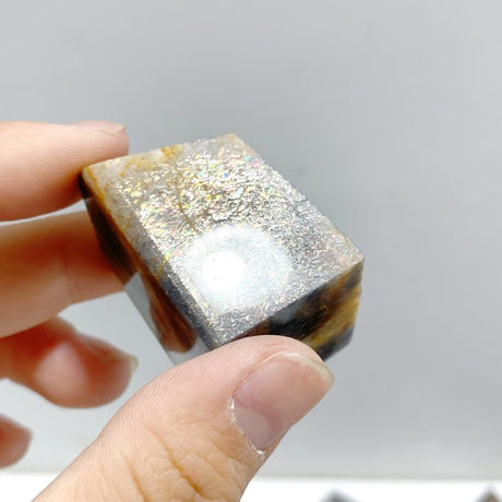 65 Pieces Black Rainbow Sun Stone With Hematite Free Form - Wholesale Crystals