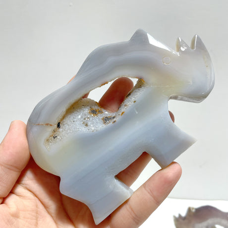 10 Pieces Geode Druzy Agate Rhino Carving