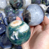 63 Pieces Beautiful Geode Druzy Moss Agate Spheres (Sea Freight Only)