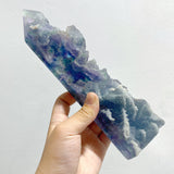 6 Pieces Rainbow Fluorite Raw Side Four-sided Tower Point