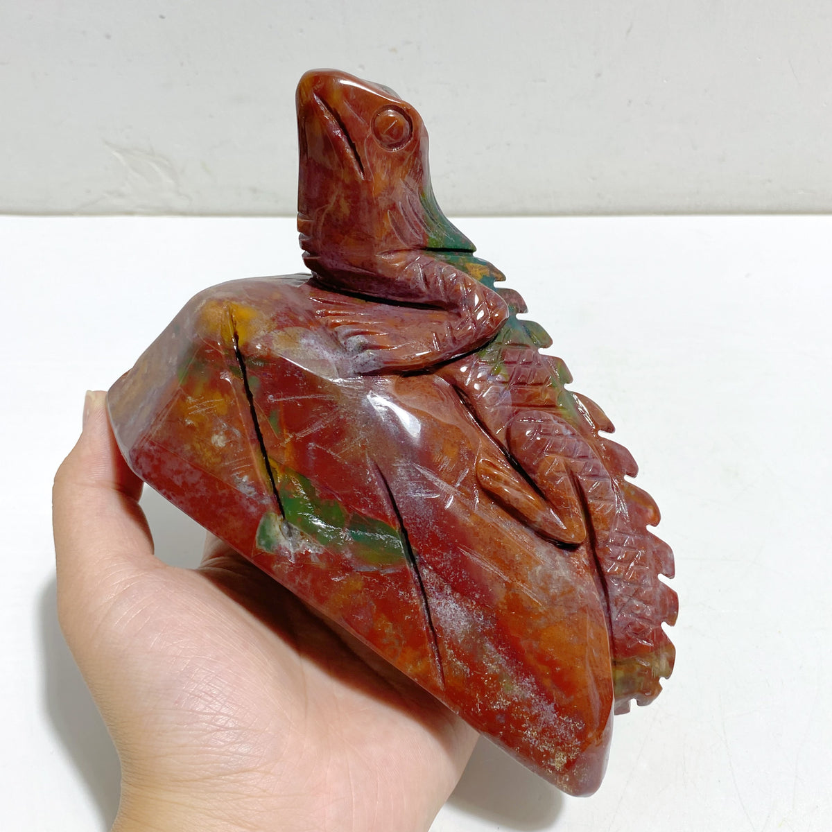 2 Pieces Ocean Jasper Lizard Carving #6