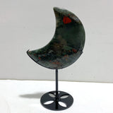 5 Pieces Large Africa Blood Stone Moon Carving With Stand