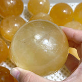 27 Pieces Large Yellow Calcite Spheres (Sea Freight Only)