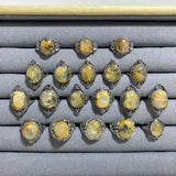 19 Pieces Golden Rutile Quartz Different Styles Rings