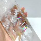 Large Clear Quartz Tower Point With Stand With Rainbow