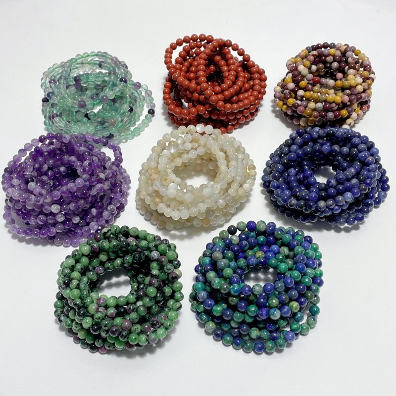 6mm Fluorite Phoenix Pine Stone Moonstone Ruby Zoisite Red Jasper Bracelet Wholesale - Wholesale Crystals