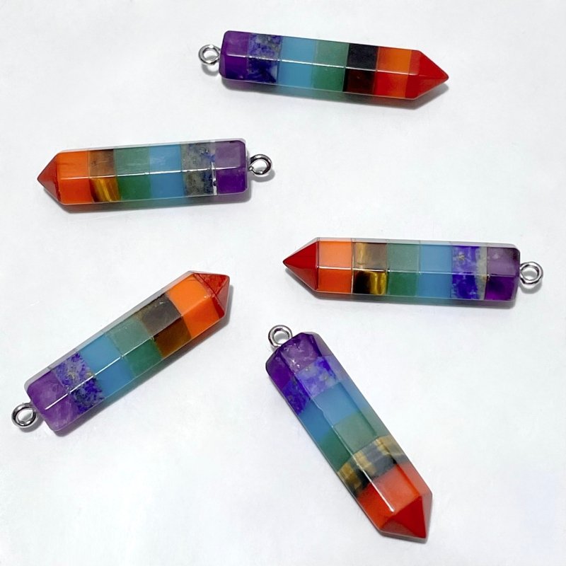 7 Chakra Mini Point Crystal Pendant Wholesale - Wholesale Crystals