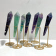 7 Pieces Fluorite Point Magic Scepter Wand With Stand - Wholesale Crystals