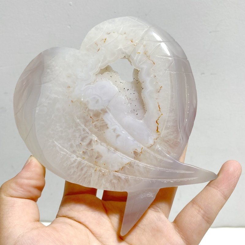 7 Pieces Geode Druzy Agate Fish Carving With Stand -Wholesale Crystals