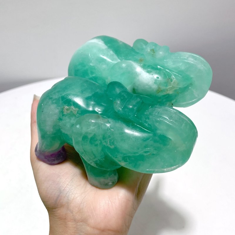 7 Pieces Green Fluorite Elephant Carving - Wholesale Crystals