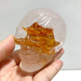 7 Pieces Hematoid Quartz Golden Fire Quartz Skull Carving - Wholesale Crystals