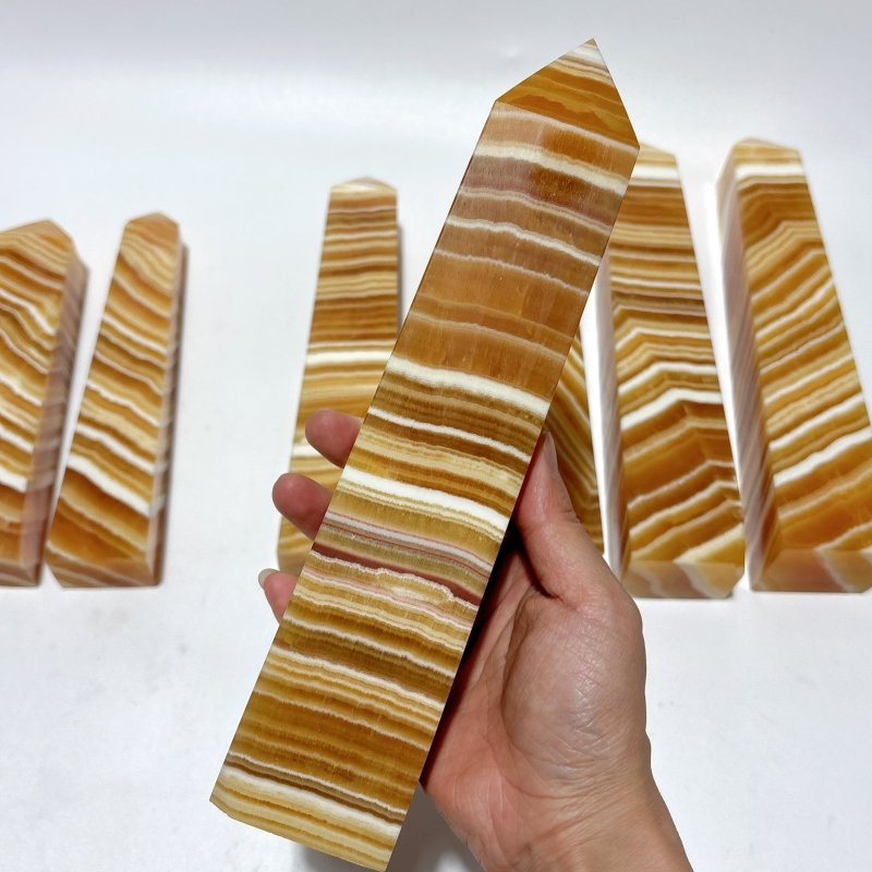 7 Pieces Large Beautiful Yellow Calcite Stripe Tower -Wholesale Crystals
