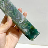 7 Pieces Large Green Moss Agate Points -Wholesale Crystals