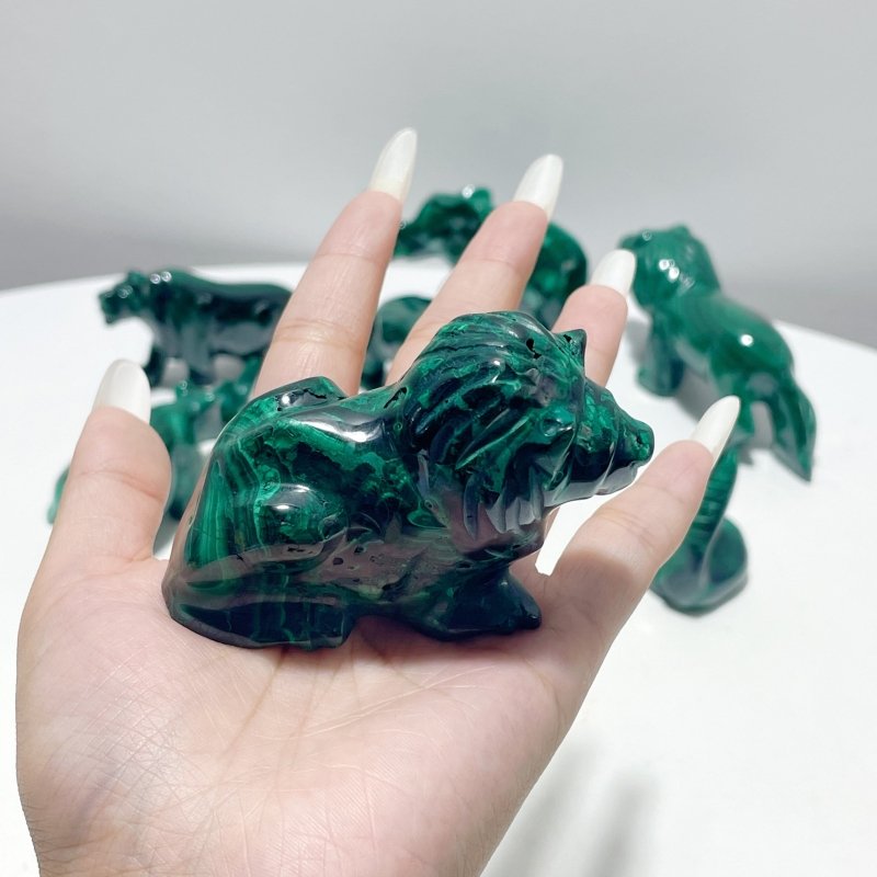 7 Pieces Malachite Animals Carving - Wholesale Crystals