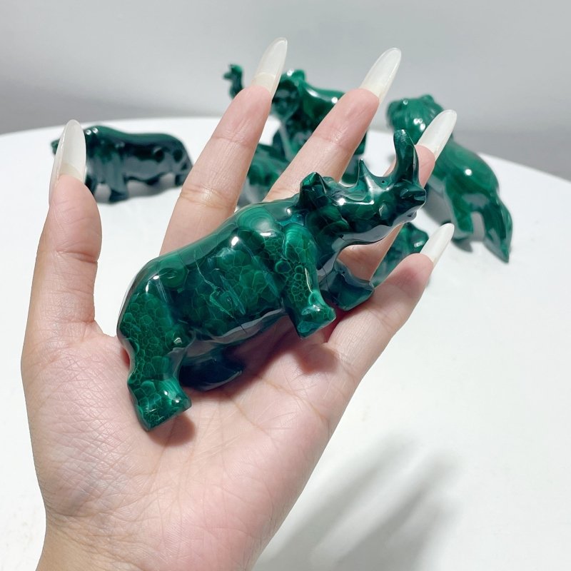 7 Pieces Malachite Animals Carving - Wholesale Crystals