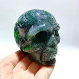 7 Pieces Moss Agate Skull Carving - Wholesale Crystals