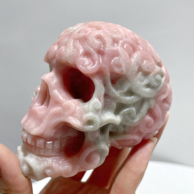 7 Pieces Pink Opal Skull Carving - Wholesale Crystals