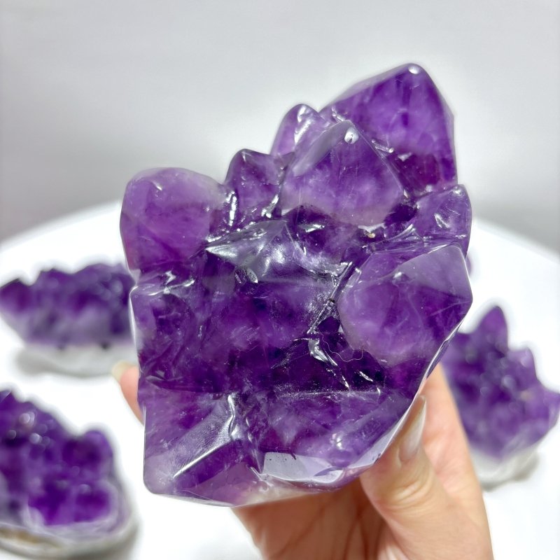 7 Pieces Polished Large Amethyst Teeth Cluster Groot Carving - Wholesale Crystals