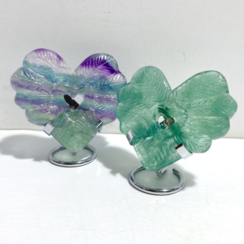 7 Pieces Rainbow Fluorite Heart With Stand -Wholesale Crystals