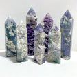 7 Pieces Rainbow Fluorite Raw Side Tower -Wholesale Crystals