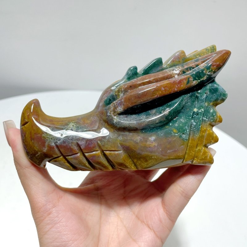 7 Pieces Unique Colorful Ocean Jasper Dragon Head Carving - Wholesale Crystals