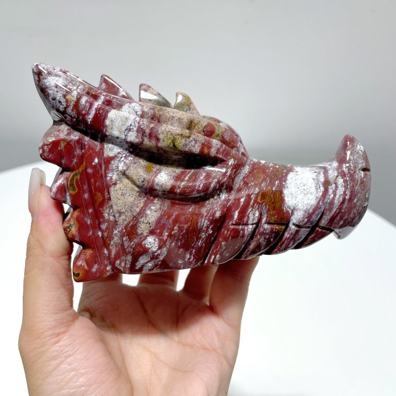 7 Pieces Unique Colorful Ocean Jasper Dragon Head Carving - Wholesale Crystals